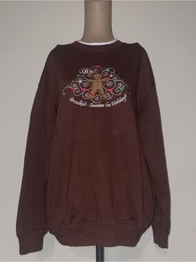 Brown Holiday Gingerbread-Grandparents-Crewneck Sweatshirt